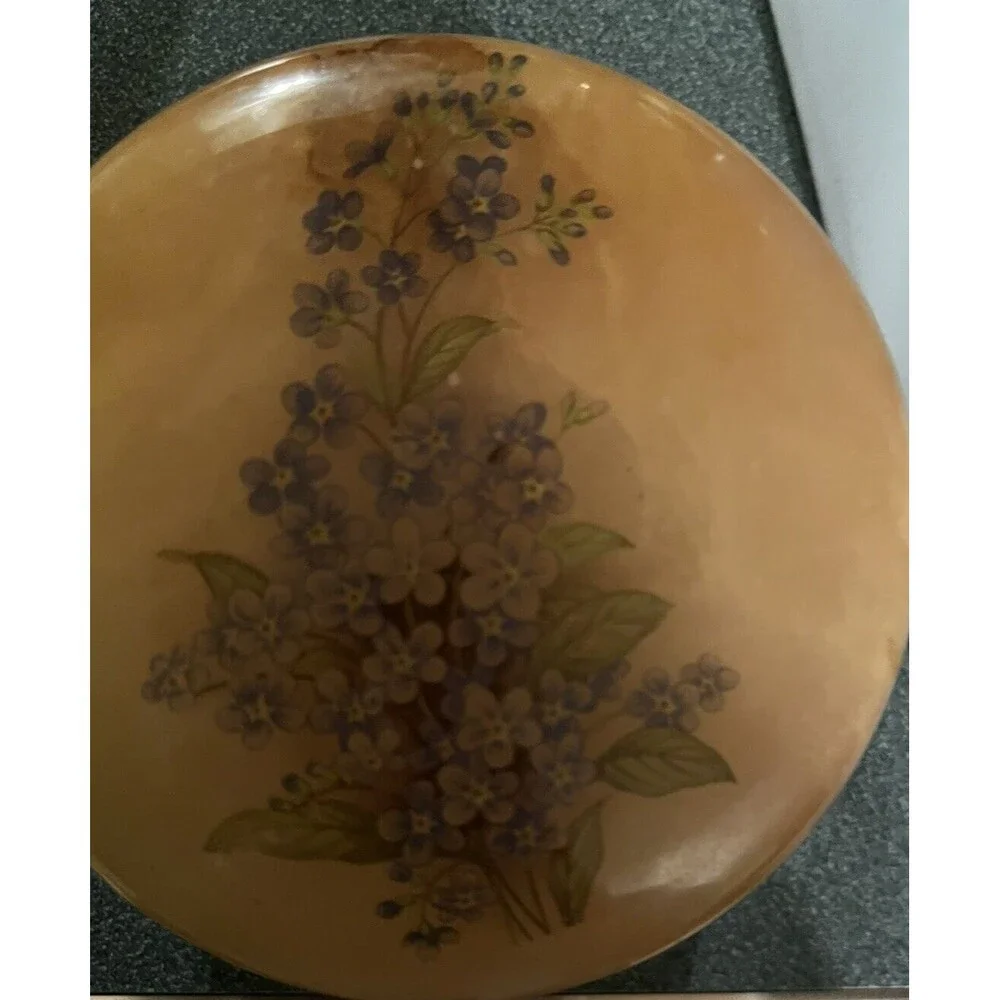 Vintage Alabaster Trinket Box Hand Carved Made in Italy Hinged Floral Design